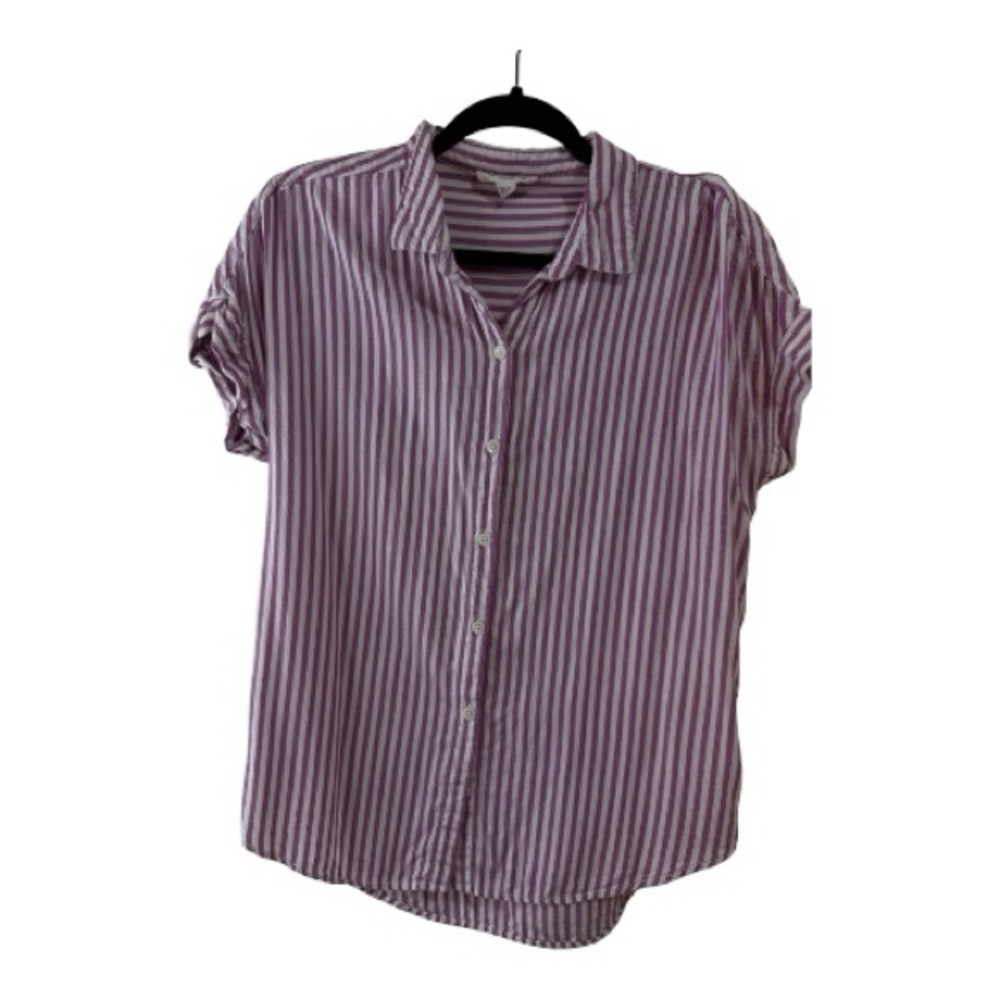 Beachlunchlounge Lavender and White Striped Blouse